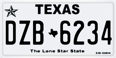 TX license plate DZB6234