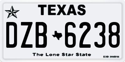 TX license plate DZB6238