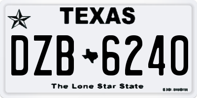 TX license plate DZB6240