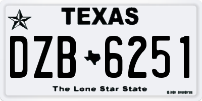 TX license plate DZB6251