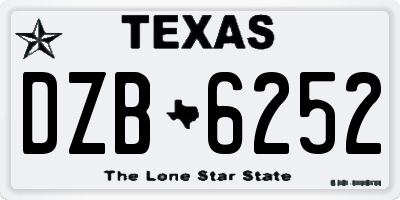 TX license plate DZB6252
