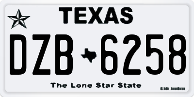 TX license plate DZB6258