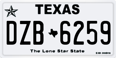TX license plate DZB6259