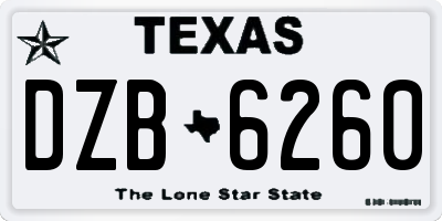 TX license plate DZB6260