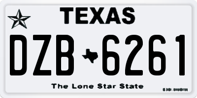 TX license plate DZB6261