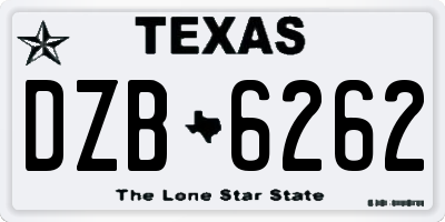 TX license plate DZB6262