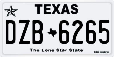 TX license plate DZB6265
