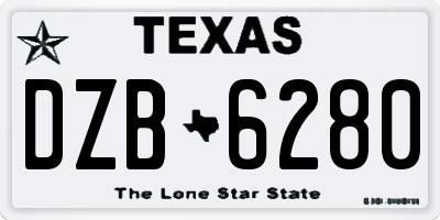 TX license plate DZB6280