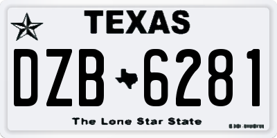 TX license plate DZB6281