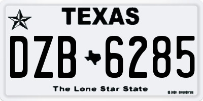 TX license plate DZB6285