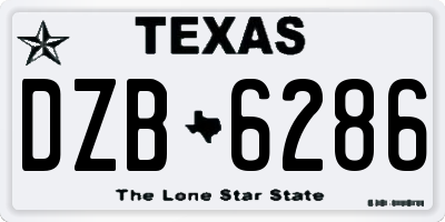 TX license plate DZB6286