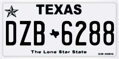 TX license plate DZB6288