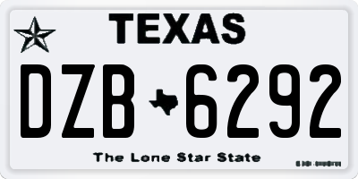 TX license plate DZB6292