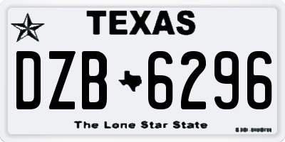 TX license plate DZB6296