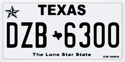 TX license plate DZB6300