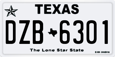TX license plate DZB6301