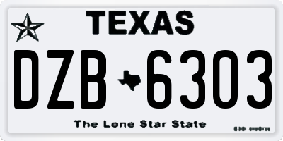 TX license plate DZB6303