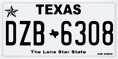 TX license plate DZB6308