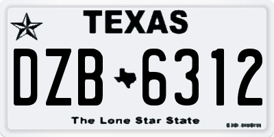TX license plate DZB6312