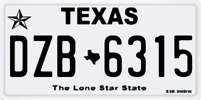 TX license plate DZB6315