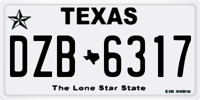 TX license plate DZB6317