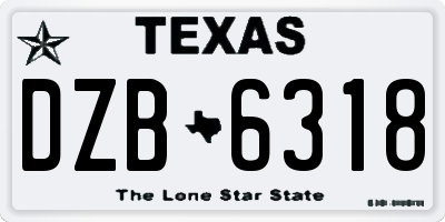 TX license plate DZB6318