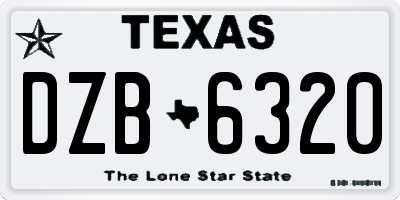 TX license plate DZB6320