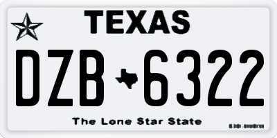 TX license plate DZB6322