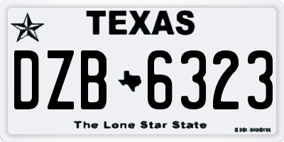 TX license plate DZB6323