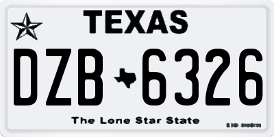 TX license plate DZB6326