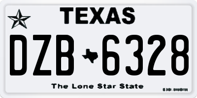 TX license plate DZB6328