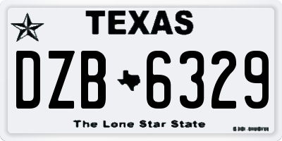 TX license plate DZB6329