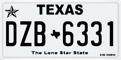 TX license plate DZB6331