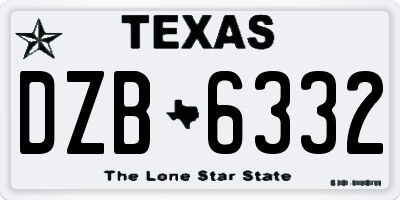 TX license plate DZB6332