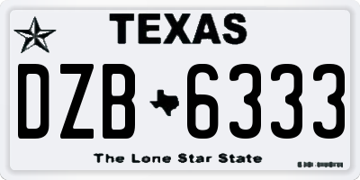 TX license plate DZB6333
