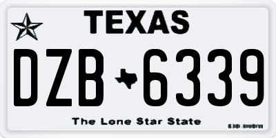TX license plate DZB6339