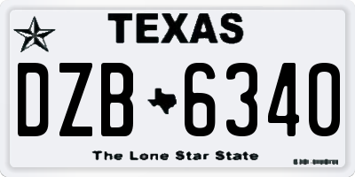 TX license plate DZB6340