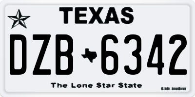 TX license plate DZB6342