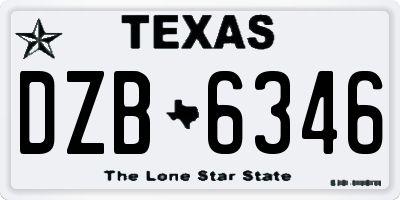 TX license plate DZB6346