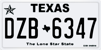 TX license plate DZB6347