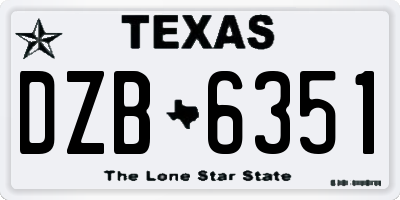 TX license plate DZB6351