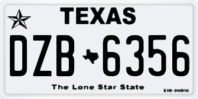 TX license plate DZB6356