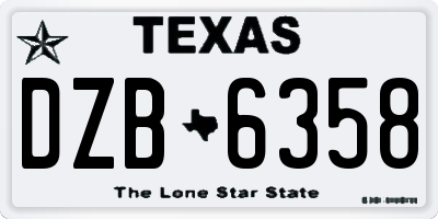 TX license plate DZB6358
