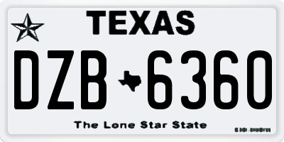 TX license plate DZB6360