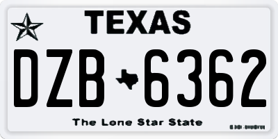 TX license plate DZB6362