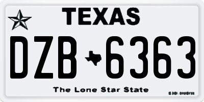 TX license plate DZB6363