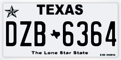 TX license plate DZB6364