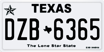 TX license plate DZB6365
