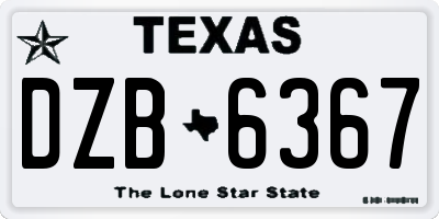 TX license plate DZB6367