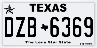 TX license plate DZB6369